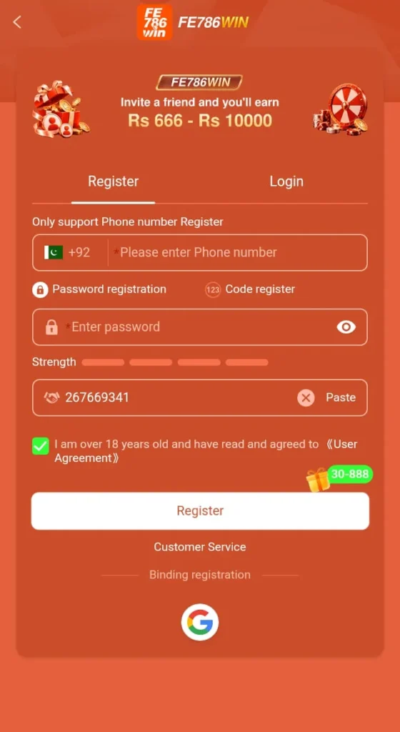 FE786WIN Registration Process
