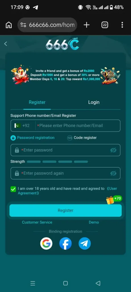 Register of 666c Apk Game